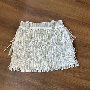 Stylish White Fringe Skirt